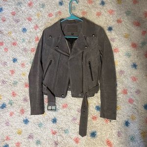 Blanknyc XS suede moto jacket grey